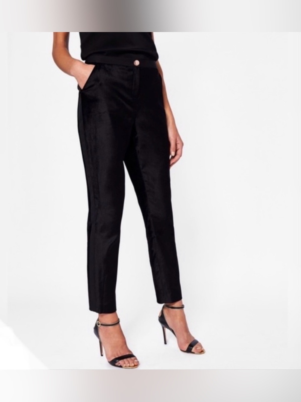 Ted Baker Tuxedo Black Ankle Cropped Slim Pants Women’s Size 1